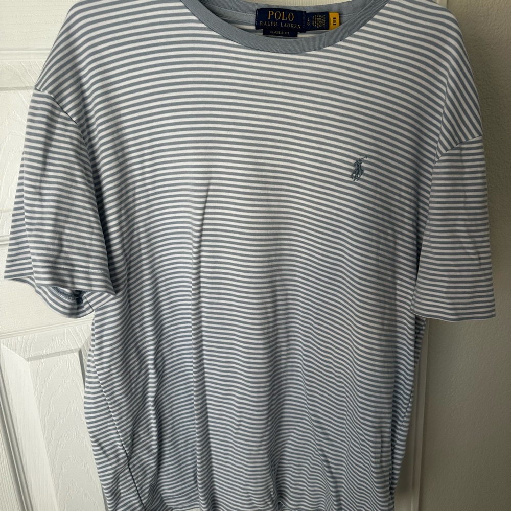 Ralph Lauren Blue and White Striped Tee